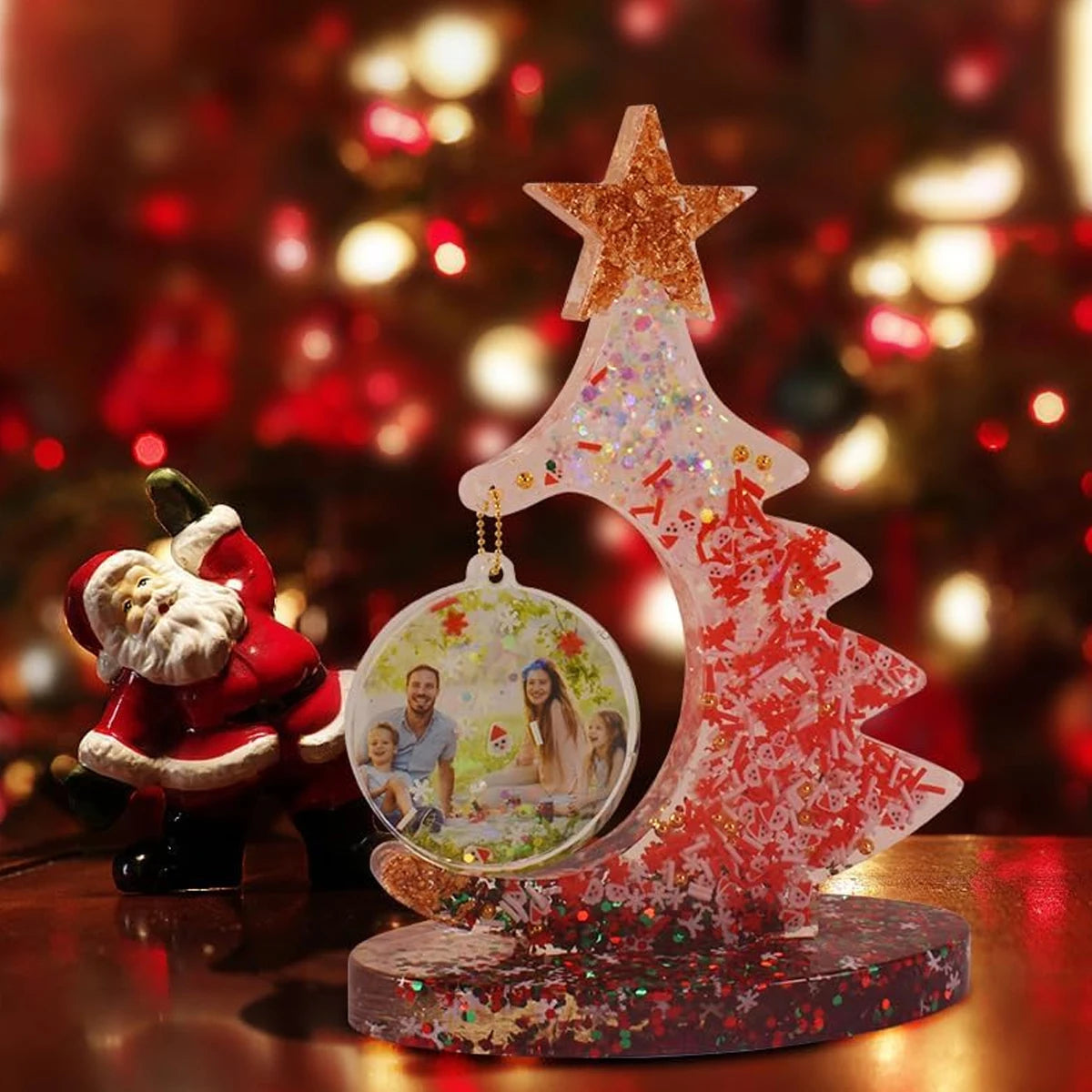 DIY Christmas Tree Photo Frame Making Tools - Crystal Resin Epoxy Craft Casting Molds Silicone Handmade Home Decoration Crafts