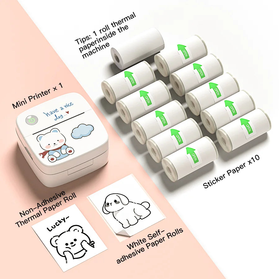 MINI Print Portable Thermal Printer Photo Pocket Thermal Label Printer B1 58mm Printing Wireless Bluetooth Android IOS