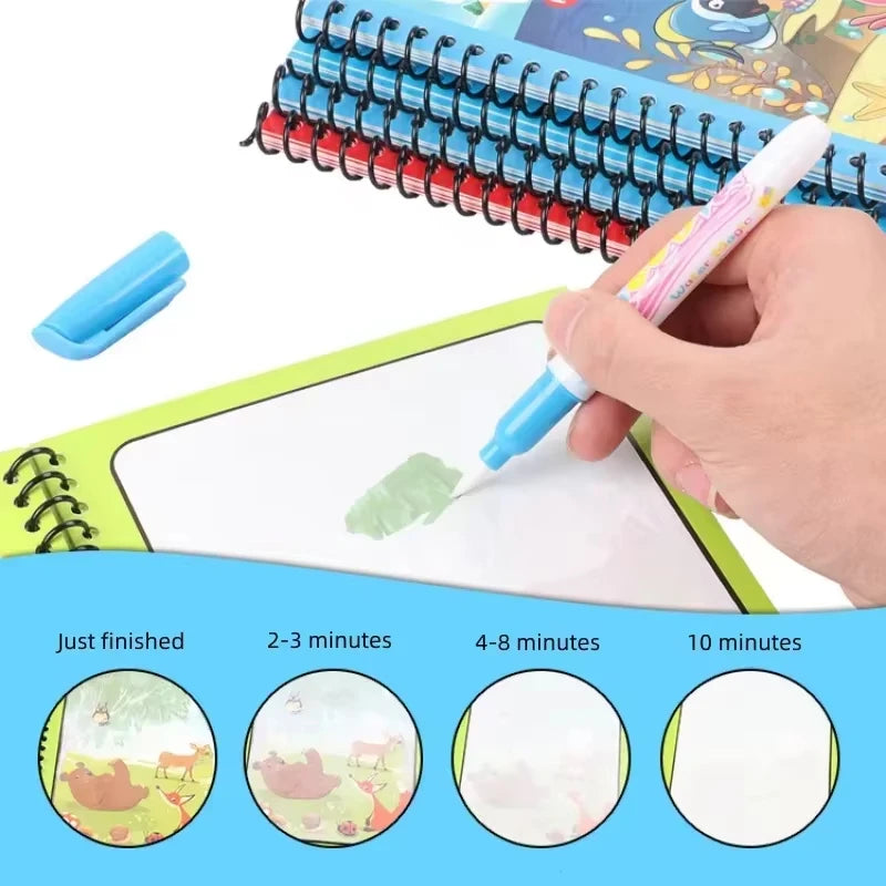 Repeated Children Drawing Coloring Books Sensory Early Education Puzzle Drawing Toys Ocean Dinosaur Animal Water Drawing Picture