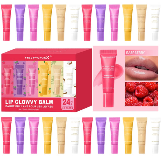 24pcs/box 6-color moisturizing lip gloss - Long lasting moisturizing, nourishing lips, glossy effect, women's gift choice