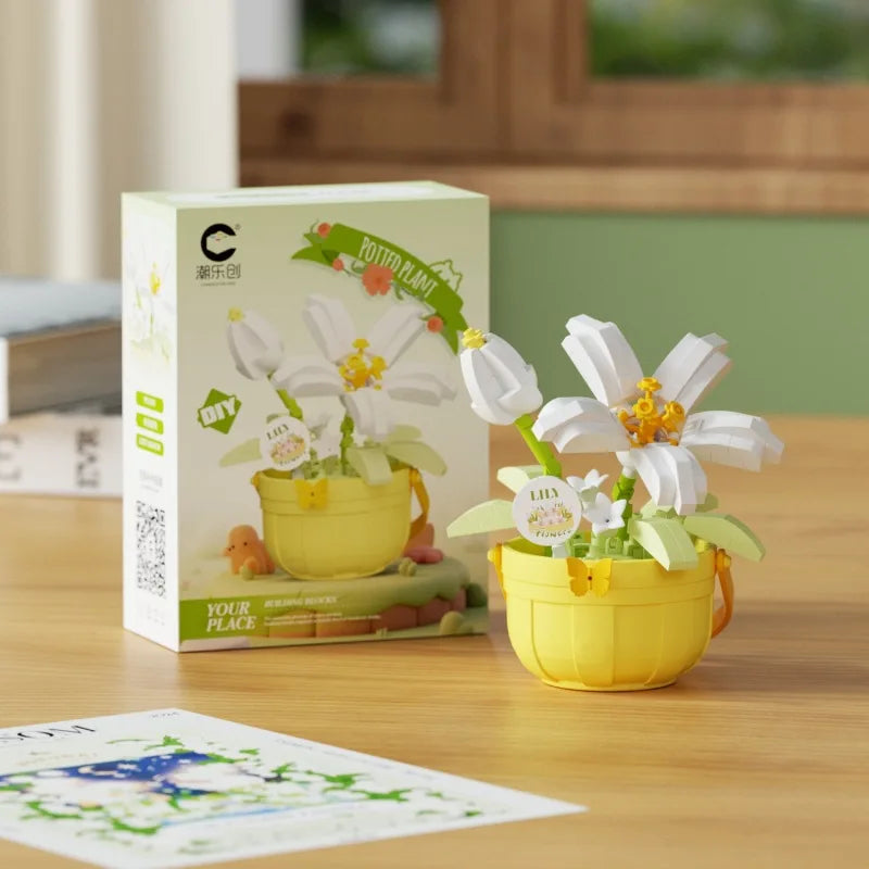 Christmas Gift Building Blocks - Creative Floral Basket Building, Fun Educational DIY Puzzle Toys