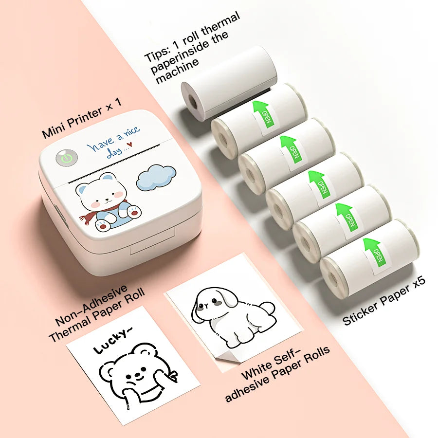 MINI Print Portable Thermal Printer Photo Pocket Thermal Label Printer B1 58mm Printing Wireless Bluetooth Android IOS