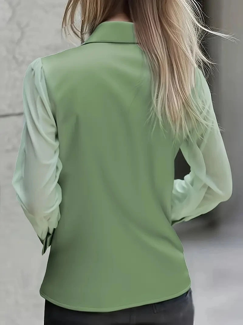 Autumn light luxury high-end long-sleeved versatile age-reducing satin shirt for women