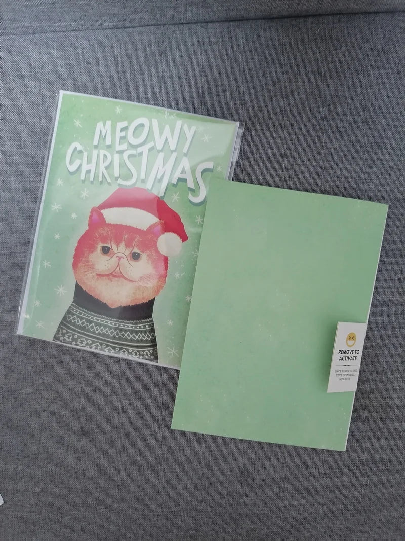 2026 New Endless Meowy Christmas Music Card with Glitter