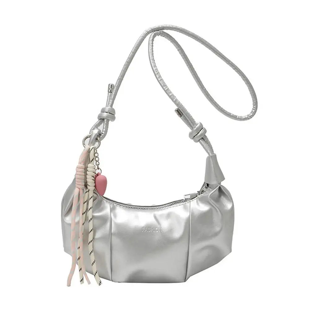 Fashion Ruched Dumpling Bag PU Leather Shoulder Underarm Bags for Women Elegant Pleated Crossbody Purse