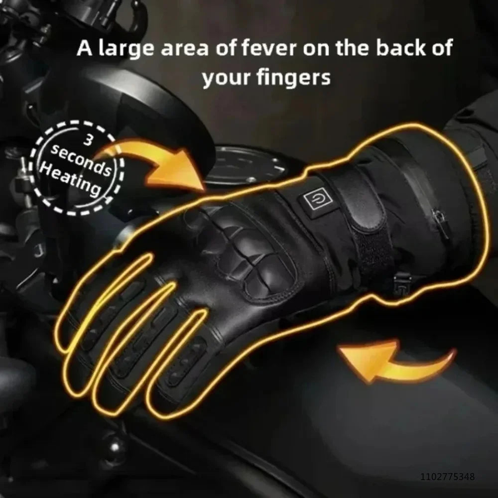 New Winter Heated Gloves for Motorcycle Biker Men Women Touchscreen Rechargeable Self Heating Gloves Ski Hiking Hand Warmer