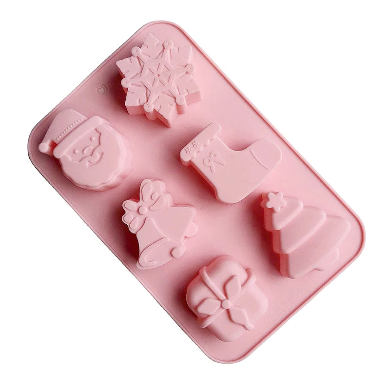 1 set Snowman Xmas Tree Christmas Silicone Molds Handmade Soap Molds New Year Cookie Cake Mold DIY Tool Holiday Party Supply