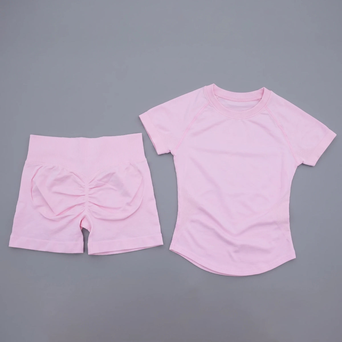 2 Pieces Sports Sets Short Sleeve Seamless Yoga Top Fitness Set Women Workout Running Sports Shorts Gym Suit