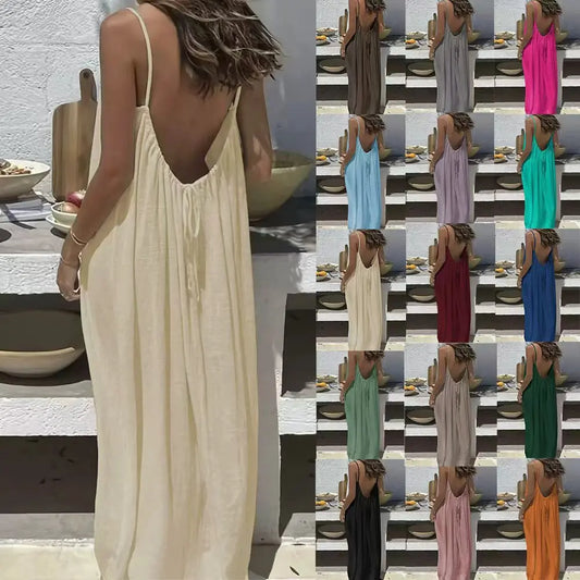 Open Back Strap Maxi Lounge Dress