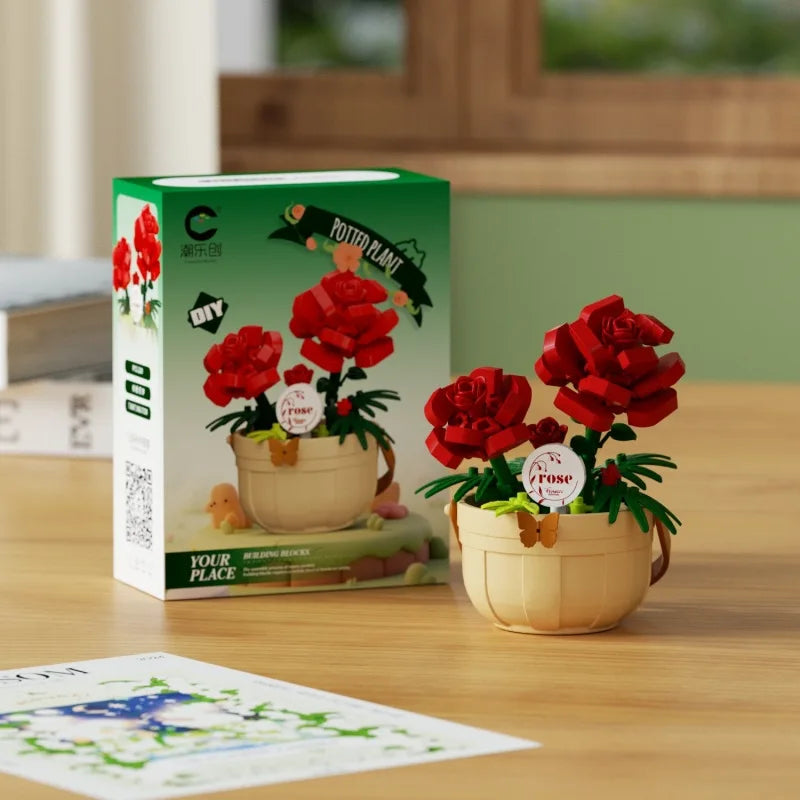 Christmas Gift Building Blocks - Creative Floral Basket Building, Fun Educational DIY Puzzle Toys