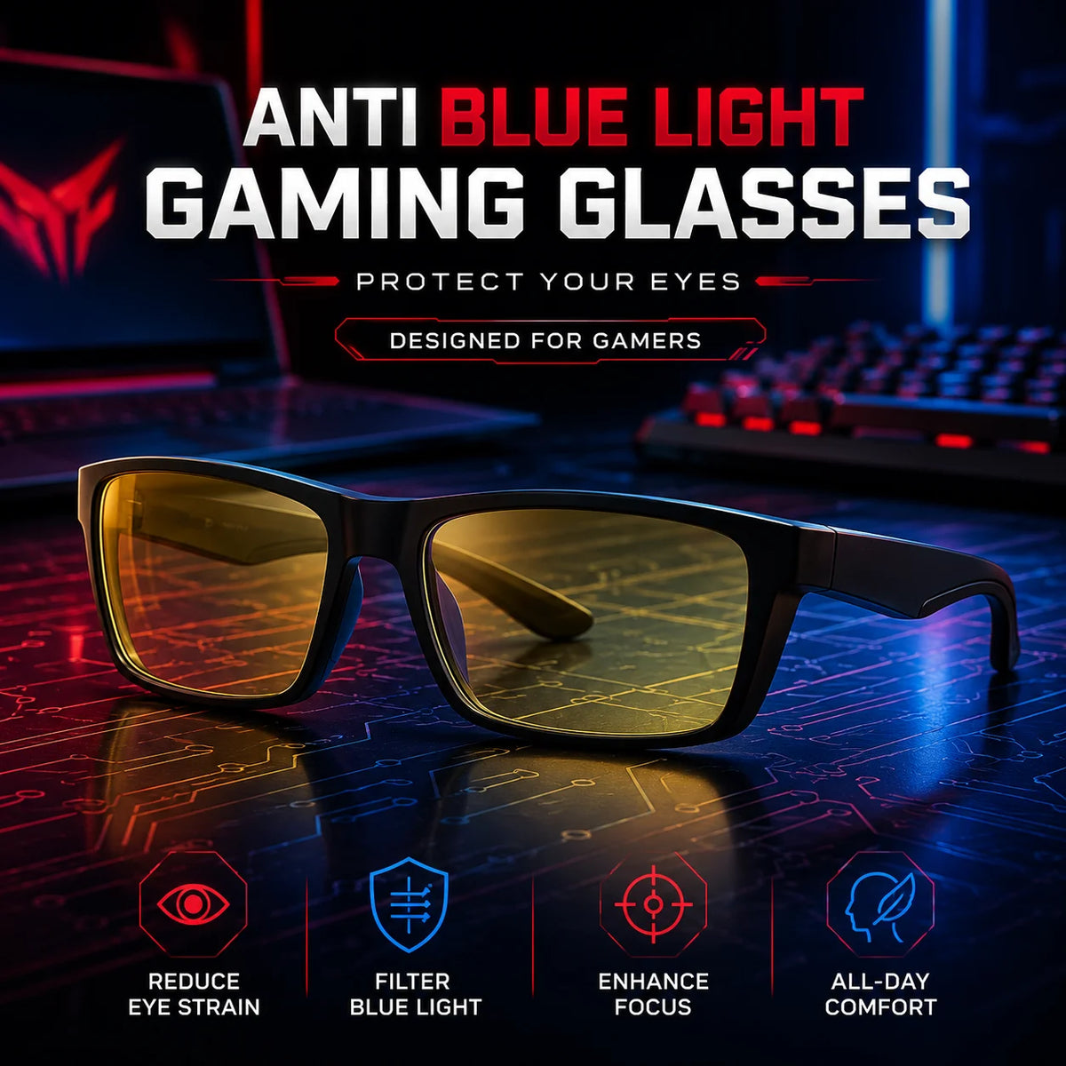Blue Light Blocking Glasses Men Women Anti Fatigue Gaming Glasses Yellow Lens Computer Screen Eyewear for Office Reading