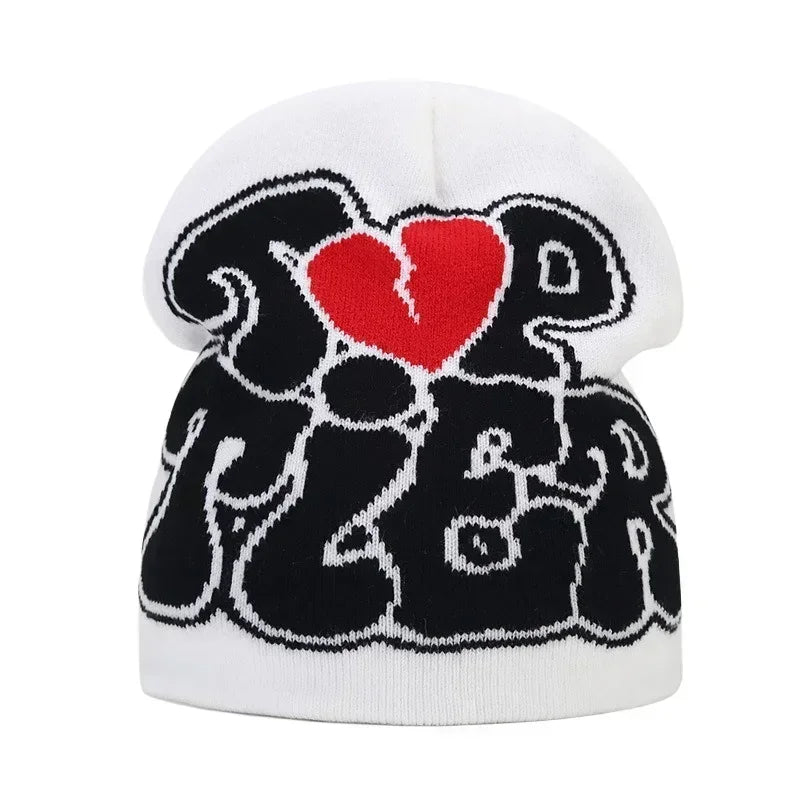 Y2K Letter Knitted Winter Autumn Beanie Cap Men Women Kanye Beanies Gorras Hombre Top Warm Skiing Hat Ear Hats Hip Hop Skullcap
