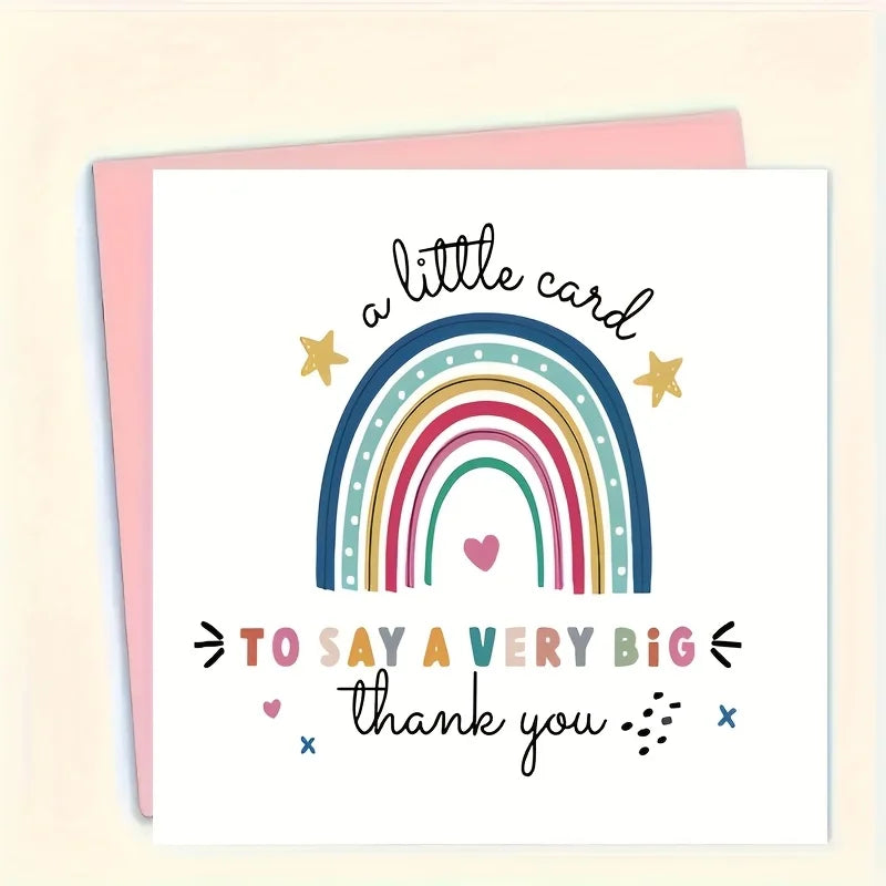 Whimsical Thank You Card with Colorful Rainbow & Stars Premium Card for Teachers, Doctors, Graduates, Coworkers - Thanksgiving,