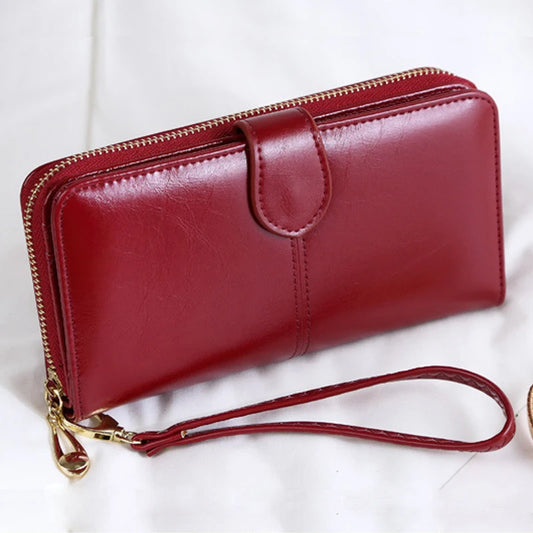 Women's PU Leather Long Wallet – Fashion Solid Color Zipper Purse, Large Capacity Coin Money Holder, Ladies Clutch Bolsa Mujer