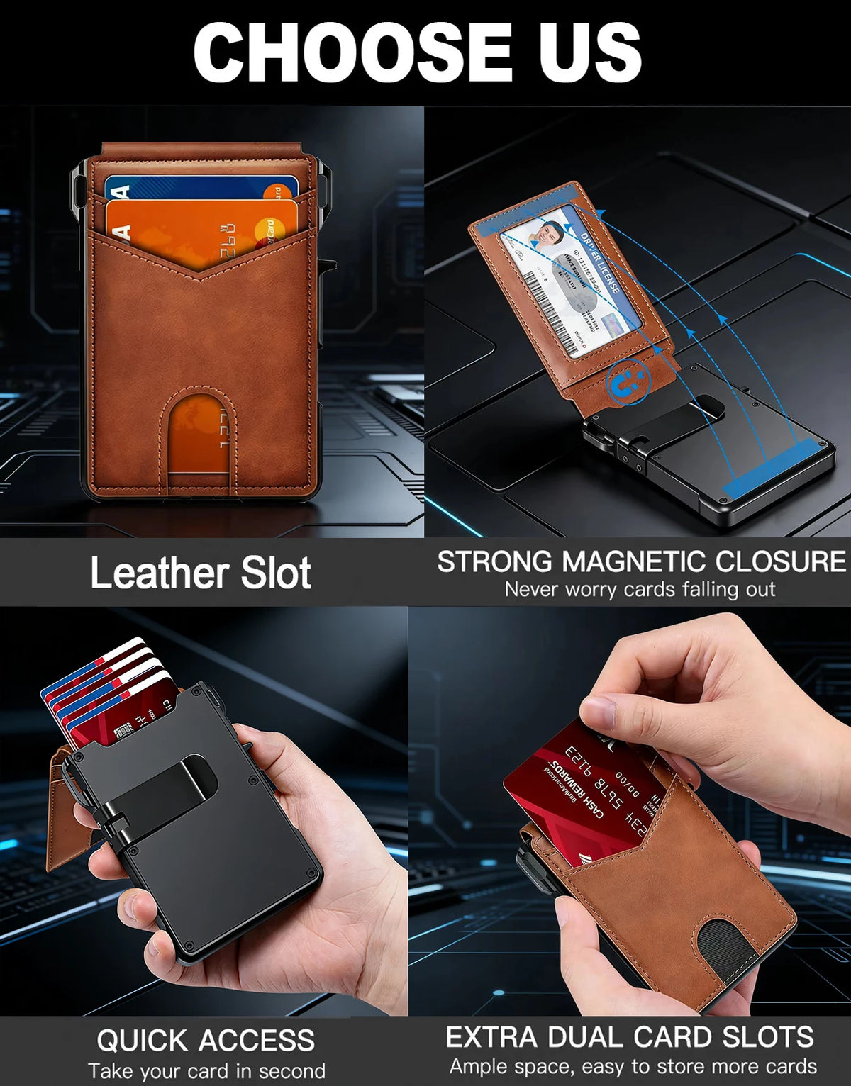Men RFID Blocking Slim Minimalist Wallet Leather Bifold Front Pocket