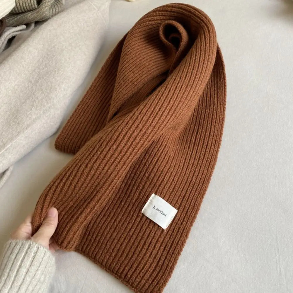 Winter Fashion Solid Color Knitted Scarf Thicken Neck Cover Women Scarf Windproof Long Scarves Women Men