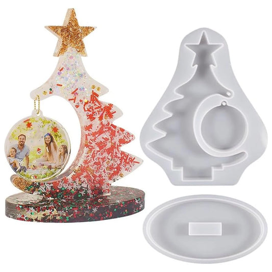 DIY Christmas Tree Photo Frame Making Tools - Crystal Resin Epoxy Craft Casting Molds Silicone Handmade Home Decoration Crafts