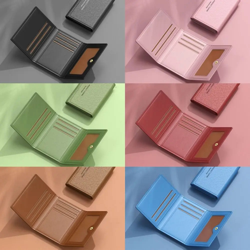 Fashion Leather Men Card Wallets Large Capacity Solid Color Male Purse