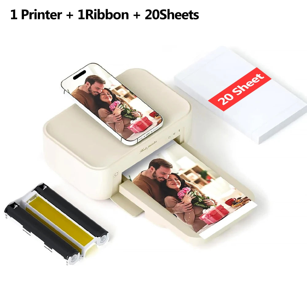 4x6inch Mini Portable 300dpi Color Photo Printer Wifi Wireless Connect Print with Cartridge Ribbon High Quality Picture Print