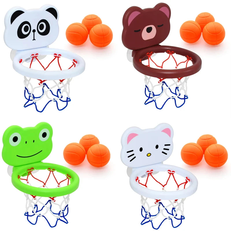 Toddler Animal Themed Indoor Basketball Frame Kids Bath Toys Set With 3 Plastic Balls Baby Parent Children Interactive Fun Game