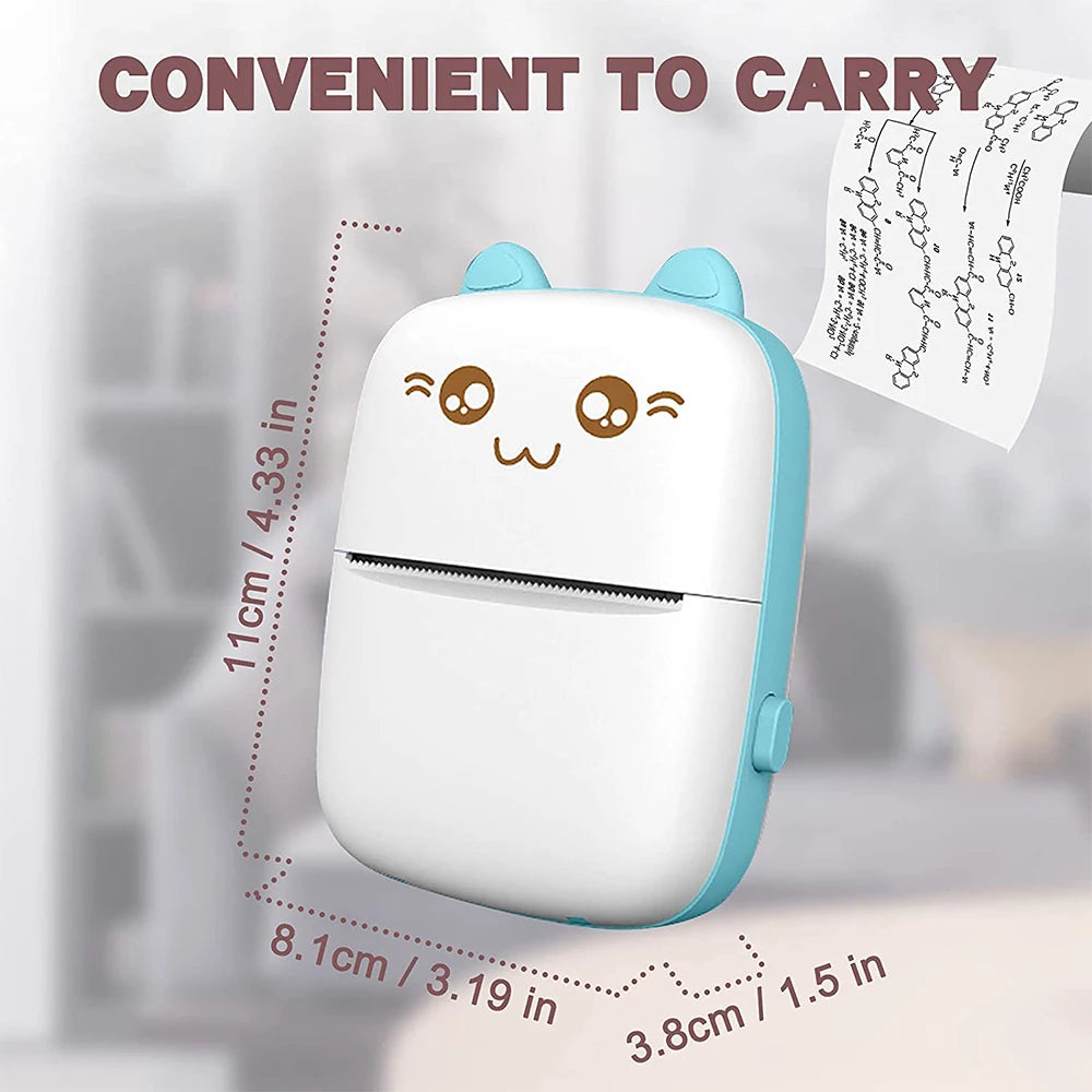 Mini Printer Thermal Printing Portable Wireless Receipt Memo Wrong Question Printer for Smartphones And Tablets With USB Cable