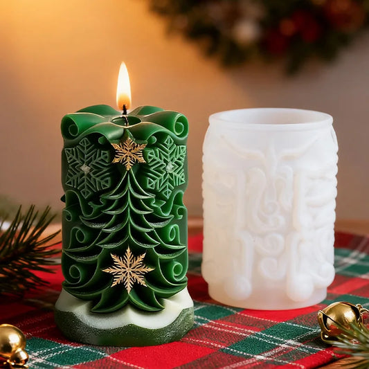 Christmas Tree Snowflake Candle Silicone Mold DIY Aromatherapy Soap Ornament Craft Plaster Resin Mold Gifts Home Xmas Decoration