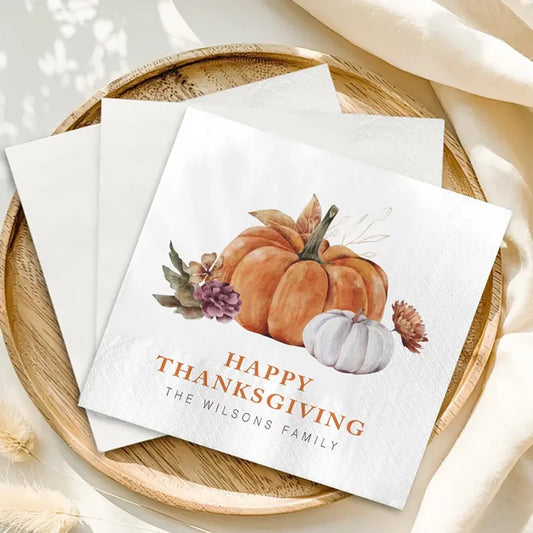 Custom 40Pcs Thanksgiving Napkins Pumpkin Fall Decor Thanksgiving Halloween Party Table Decor Cocktail Luncheon Dinner Napkin