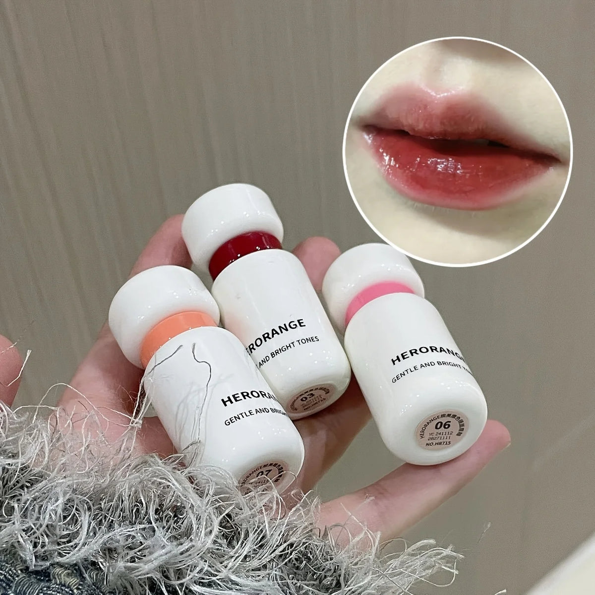Herorange Glossy Lip Gloss Hydrating Watery Plump Lips Long Lasting for Autumn Winter
