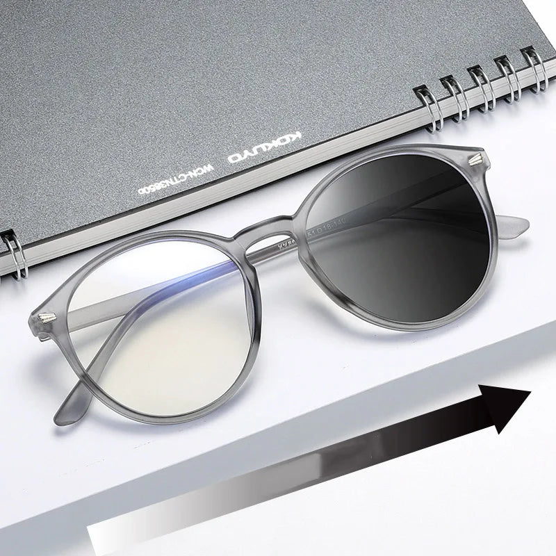 Blue Light Blocking Glasses, Vintage Round Full Frame with Metal Rivet Details, Lightweight Anti-Radiation for Daily Screen Time