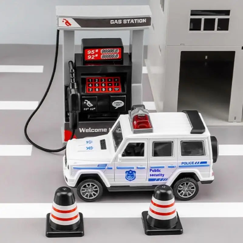 【TG】1 Set Realistic Miniature Model Playset With Roadblocks Interactive Educational Toy DIY Simulation Gas Station Toys