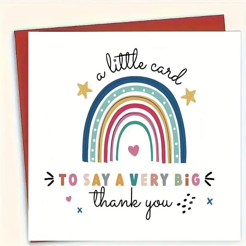 Whimsical Thank You Card with Colorful Rainbow & Stars Premium Card for Teachers, Doctors, Graduates, Coworkers - Thanksgiving,