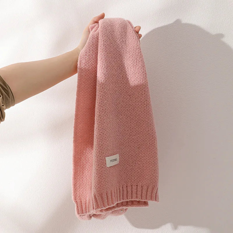 Winter Women's Scarf Warm and Thickened Knitted Neck Windproof Fashion Outdoor Luxury Brand Solid Color H163