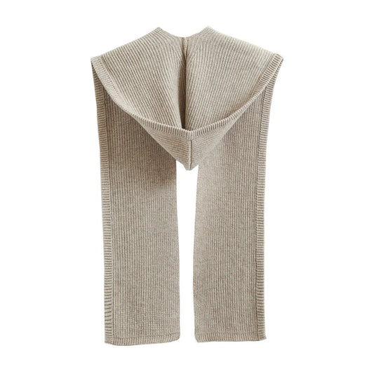100%Wool Knitted Scarf Shawl For Women Winter Soft Warm Fashion Hooded Fake Collar Solid Multifunctional Neck Warmer Scarves