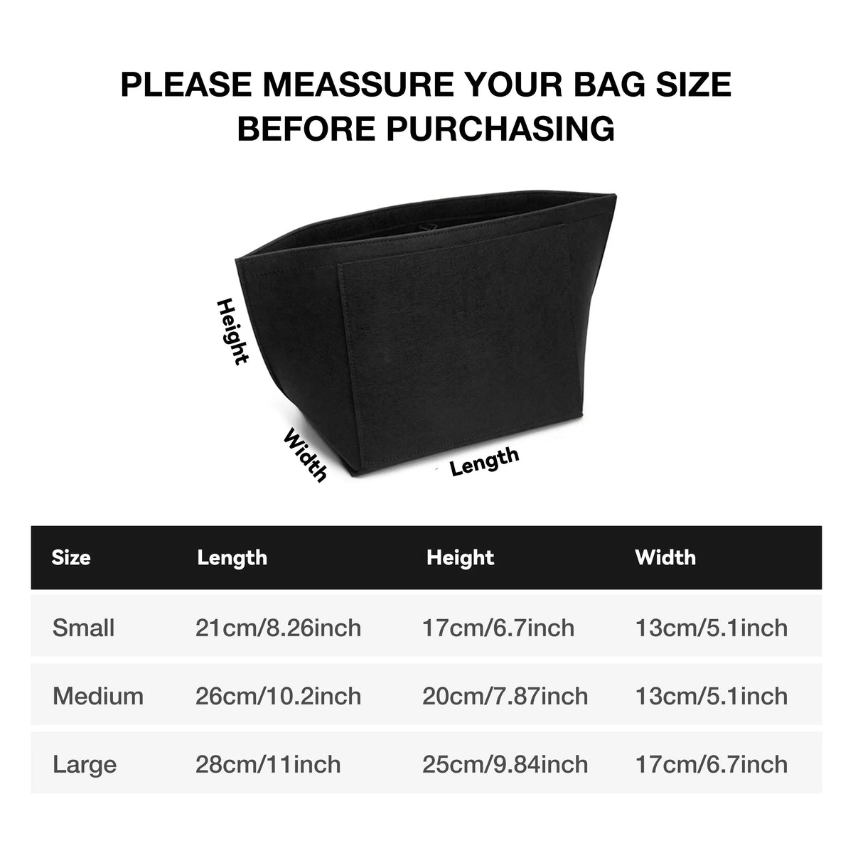 Felt Insert Bag Fits For Longchamp Handbag Liner Bag Felt Cloth Makeup