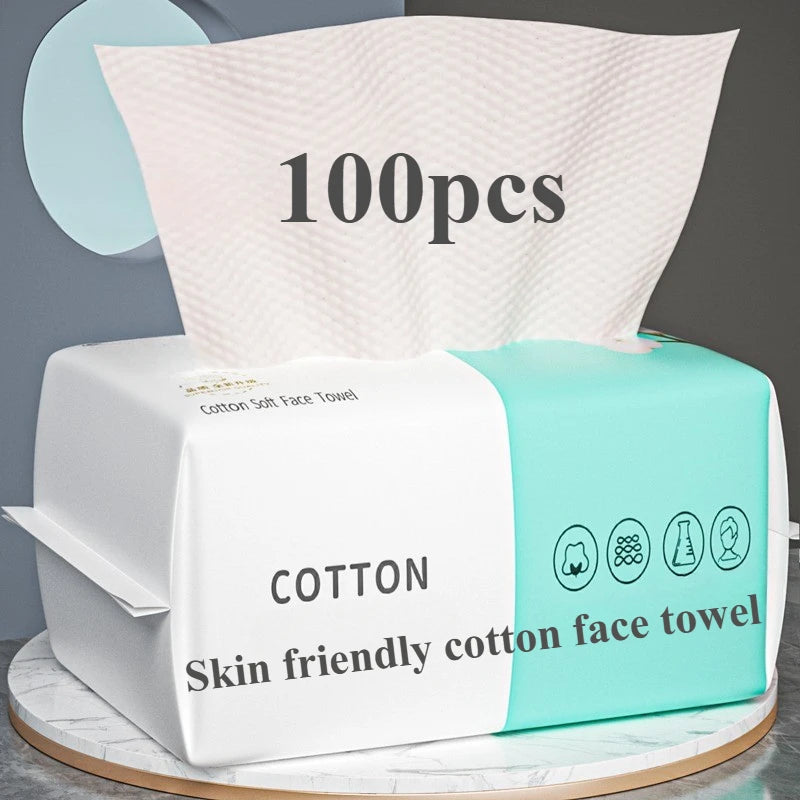 Reusable thickened face towel One pack of 50/100 pieces per pack Travel cleanser wet dry makeup remover cotton soft fabric tool