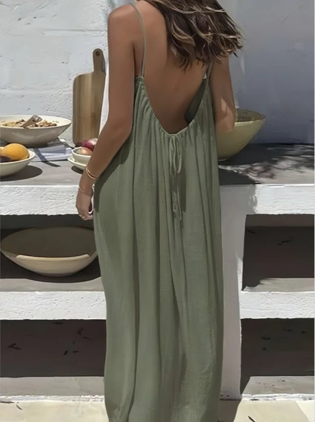 Open Back Strap Maxi Lounge Dress