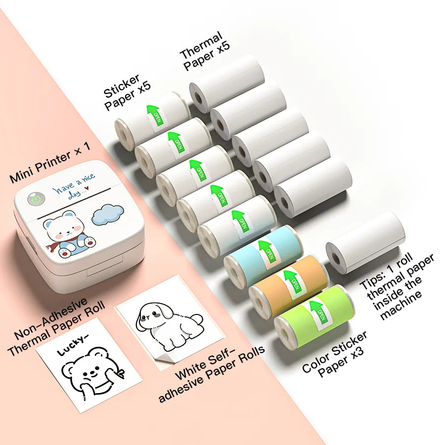 MINI Print Portable Thermal Printer Photo Pocket Thermal Label Printer B1 58mm Printing Wireless Bluetooth Android IOS