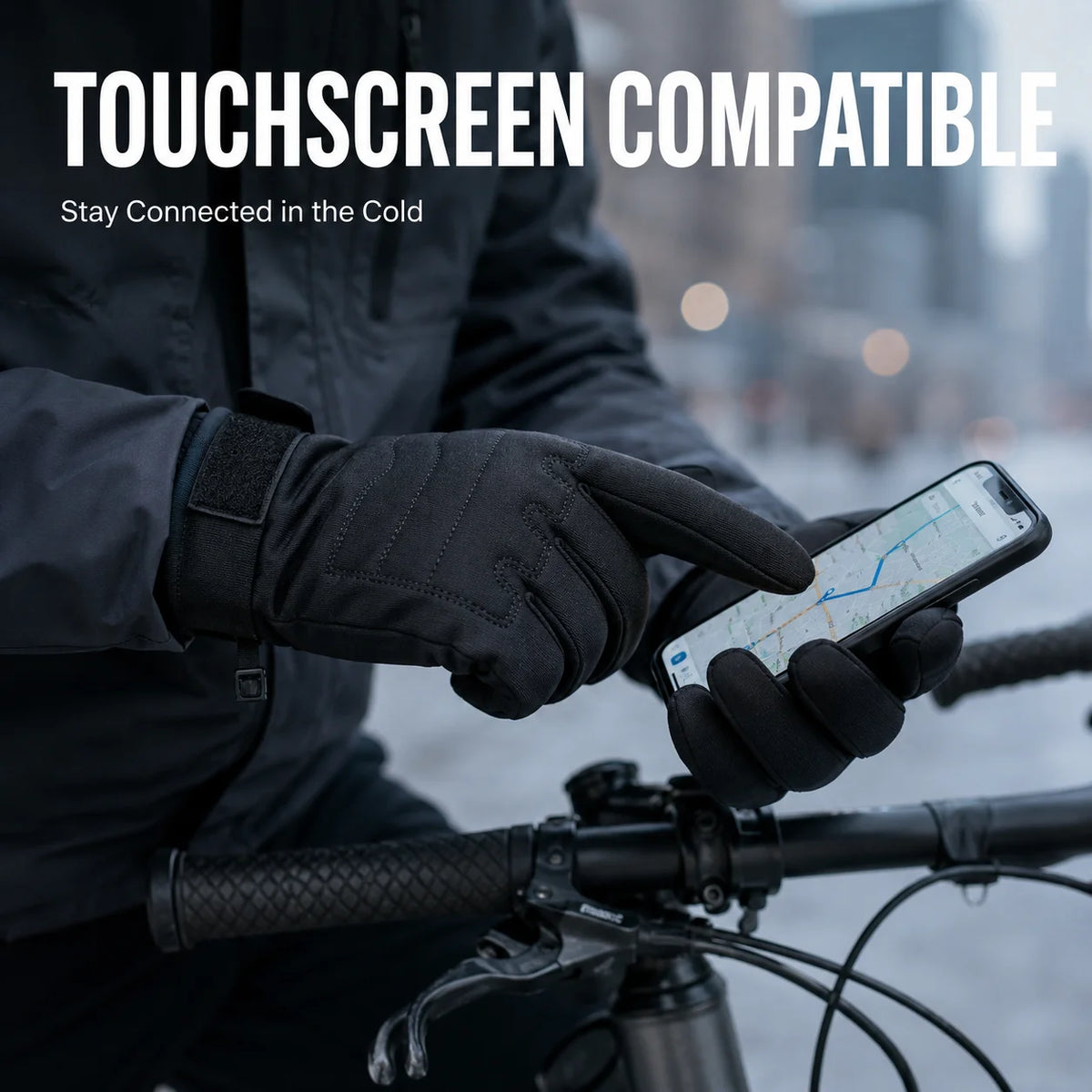 Winter Cycling Gloves Men Women Thermal Touchscreen Windproof Water Resistant Anti Slip Bike Gloves for Running Skiing