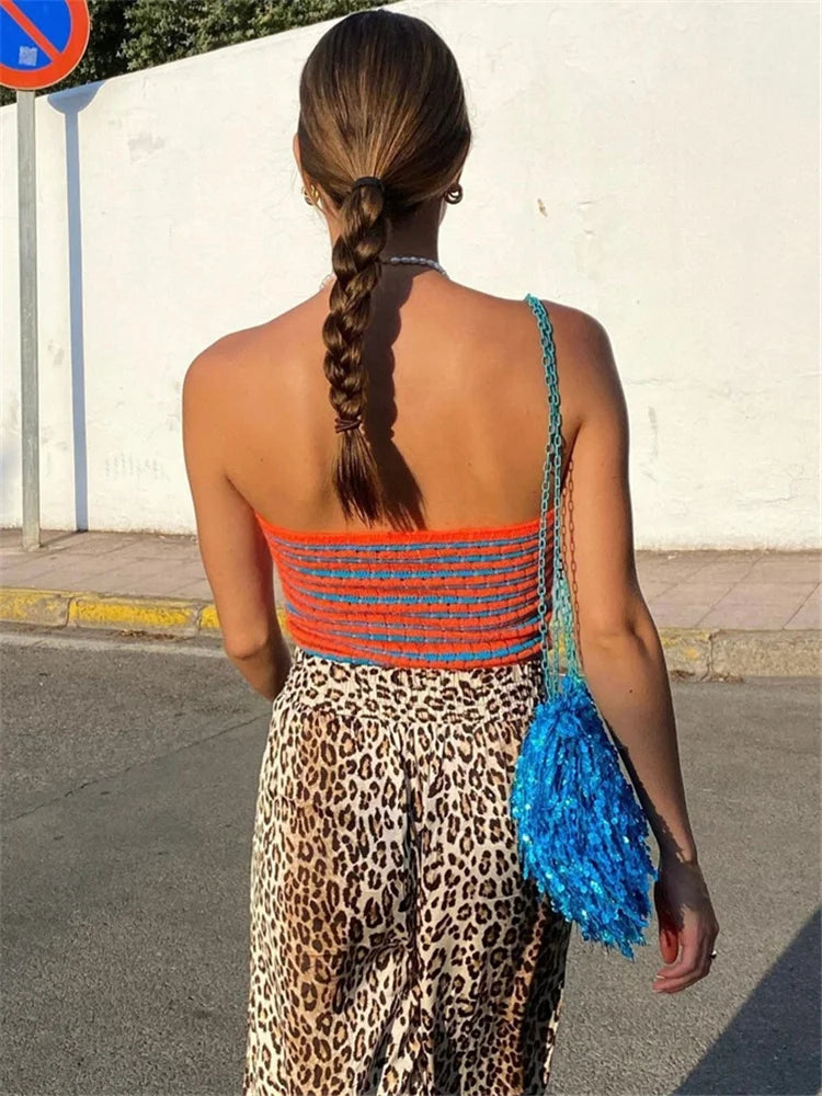 Tossy 2026 Off Shoulder Knit Tube Top Sexy Strapless Backless Bustier Tops For Women Stripe Cropped Top Hot Summer Streetwear