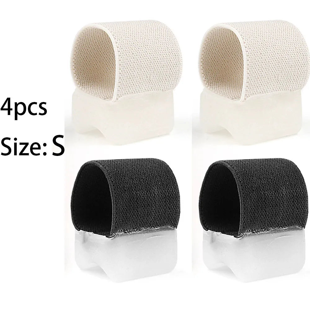 4pcs Toe Spacers Black White Sweat-Absorbent Elasticated Strap Designed Toe Separators Non-Slip Women Men Separators S/L Size
