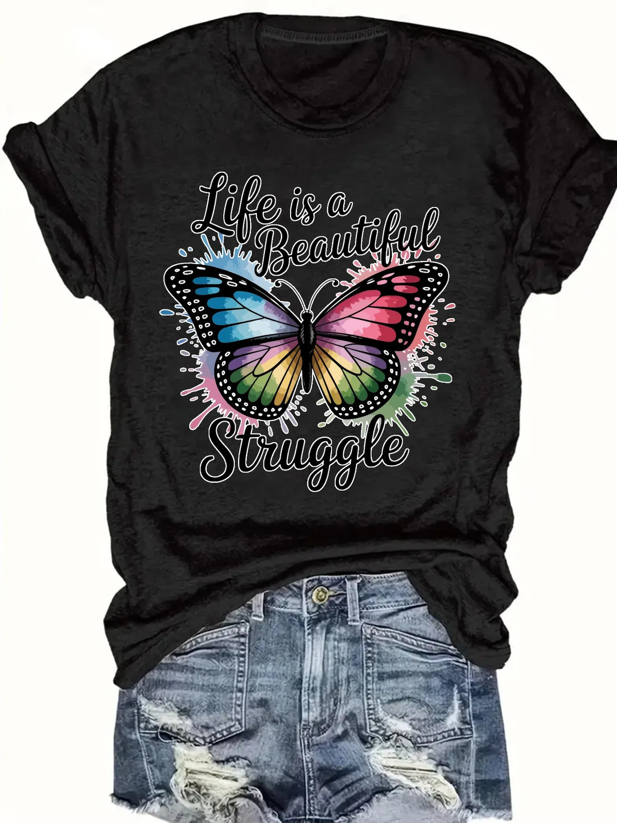 Women's plus size vest Life Is A Beautiful Struggle Suitable for sports and daily wear womens clothes summer casual shirts