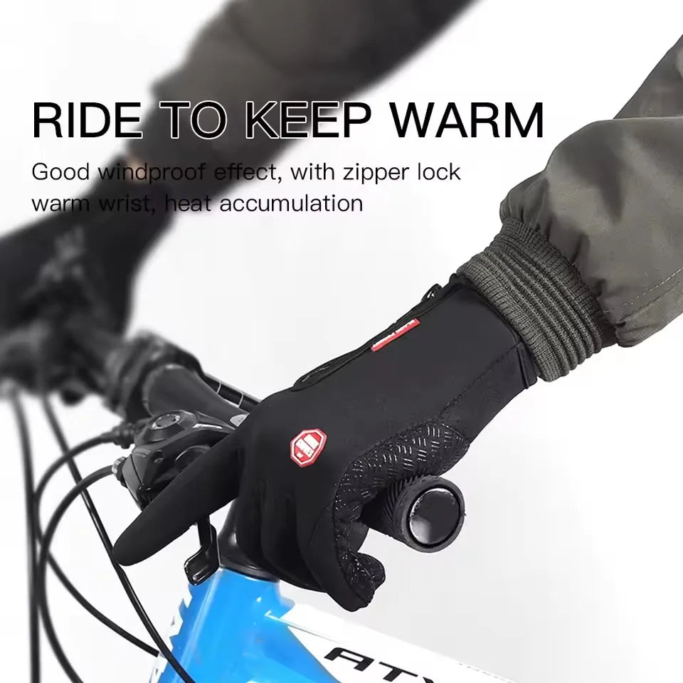 Winter Motorcycle Riding Gloves Waterproof Windproof Cycling Gloves Snowboard Motorcycle Driving Warm Touchscreen Zipper Glove