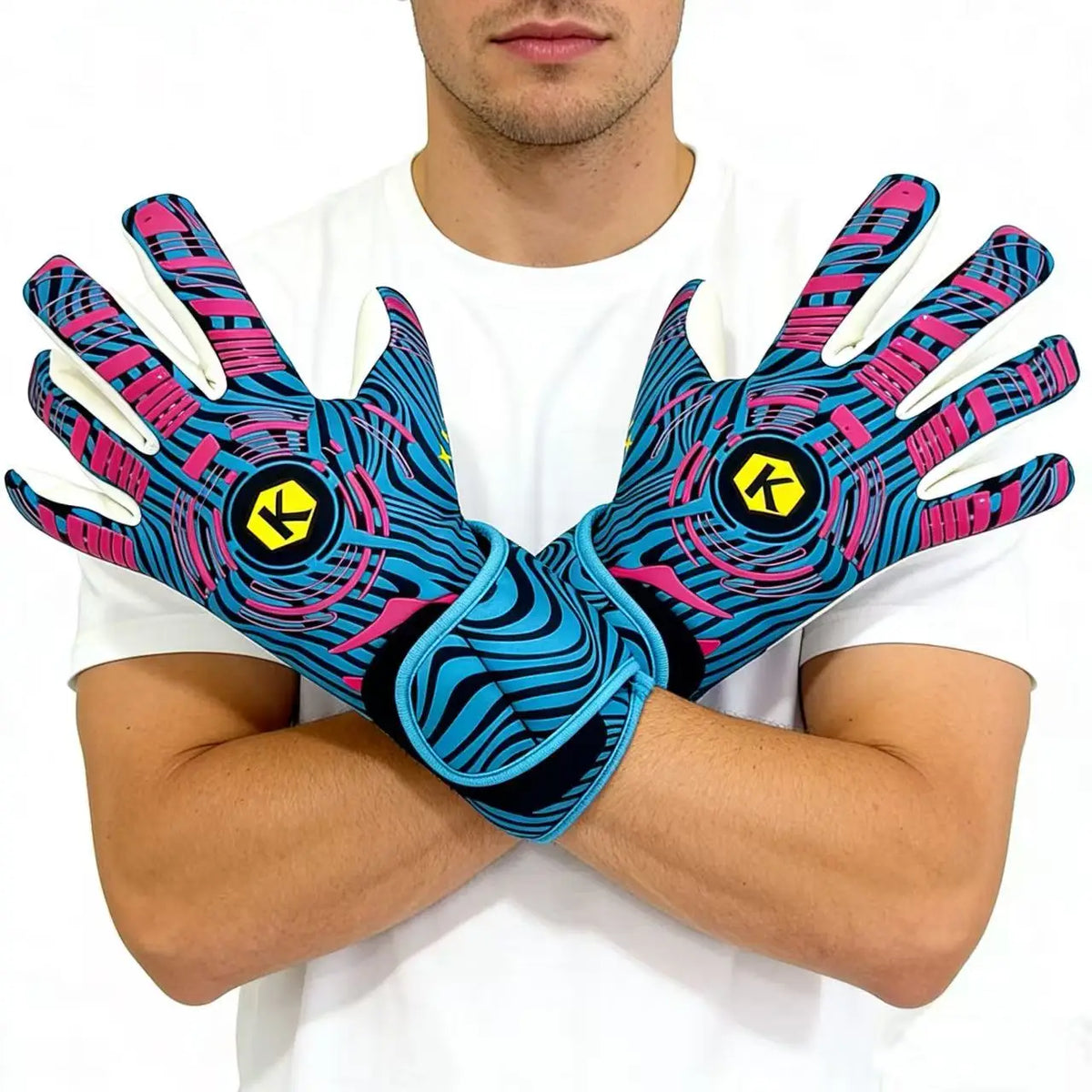 A pair of professional goalkeeper gloves for wear-resistant training.