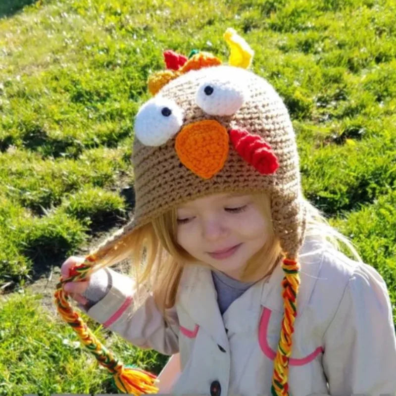 Family Thanksgiving Turkey Cartoon Pullover Hats - Cute Photo Scene Prop, Decorative Kids & Adult Headwear