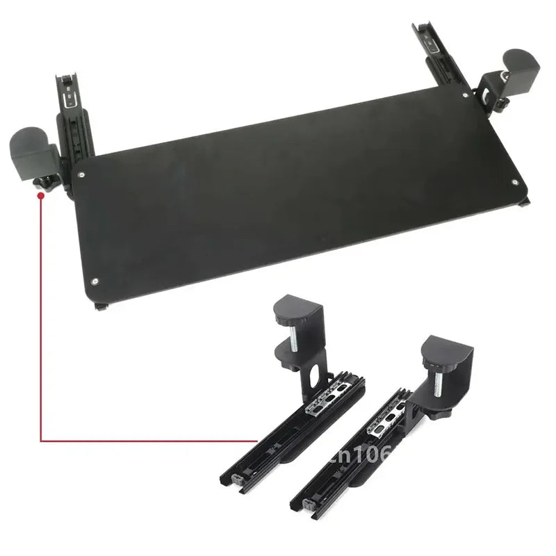 Keyboard Bracket Punch-Free Sturdy Clamp-On Slide Rail Keyboard Tray Under Desk Clip Table Mount Drawer Mouse Storage Rack