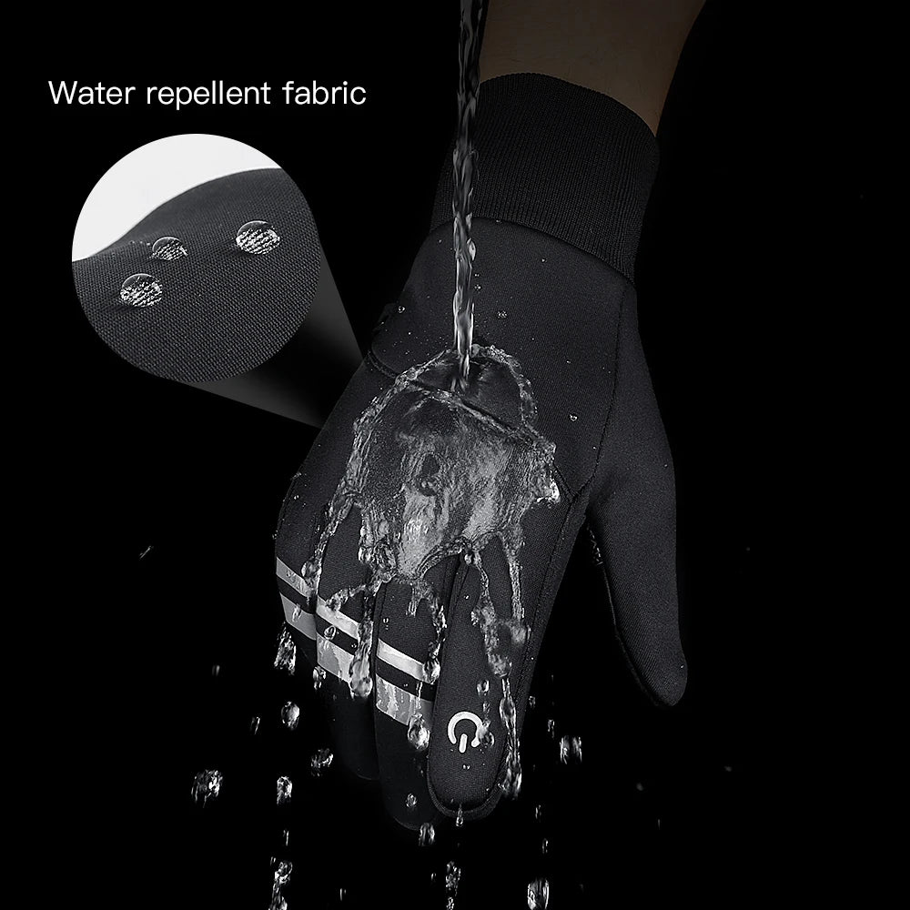 Winter Warm Cycling Gloves Water Windproof Touchscreen Anti-slip Bicycle Motorbike Gloves Men Black Hiking Mountaineering Gloves