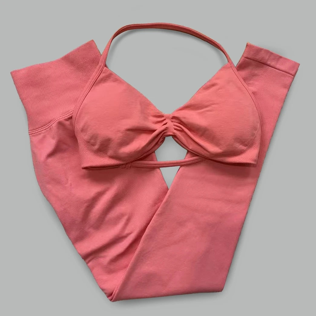 Seamless Halter Neck Yoga Set, 2 Piece