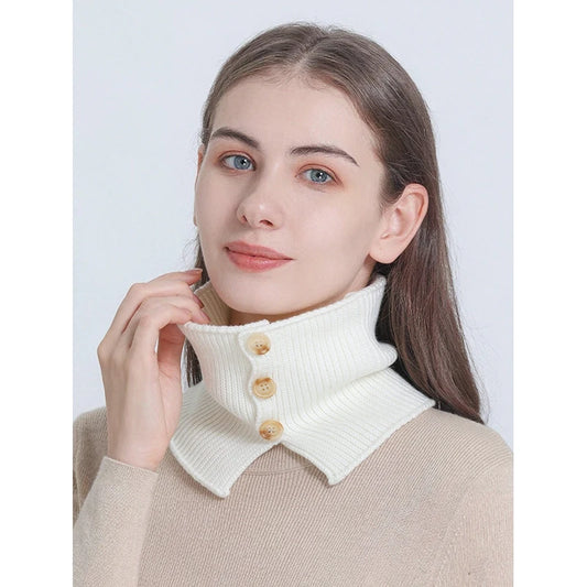 Knitted Neck Warmer Sport Scarf Women Men Button Fake Face Cover Winter Skating Ski Mask Warm Scarves Thick Cold-proof Collar