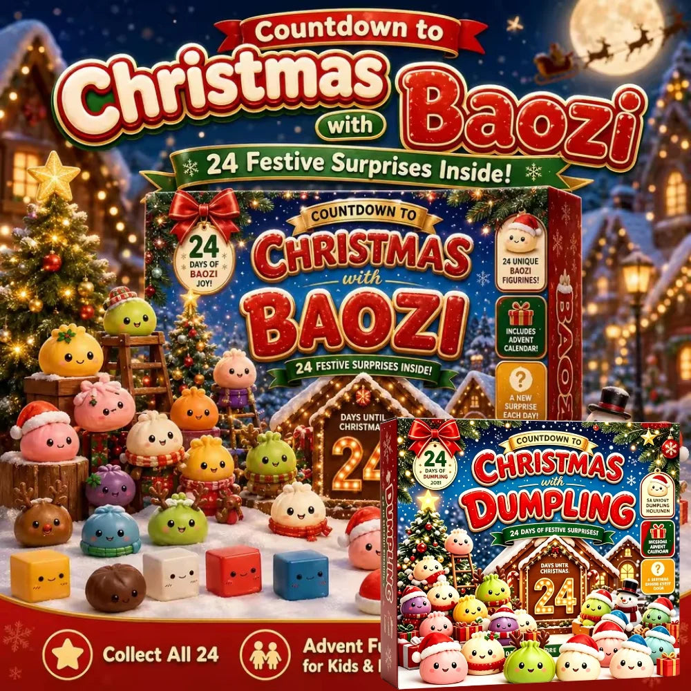 Christmas Advent Calendar 24 Days Countdown Set, Dumpling Squishy Slow Rising Squeeze Fidget Sensory Holiday Decor Gift