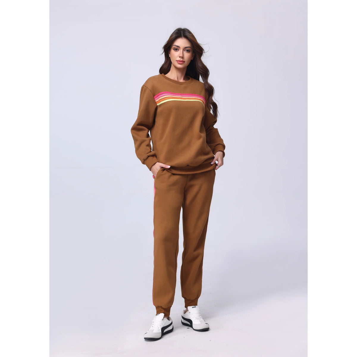 Rainbow Stripe Sweatsuit Set, 2 Piece